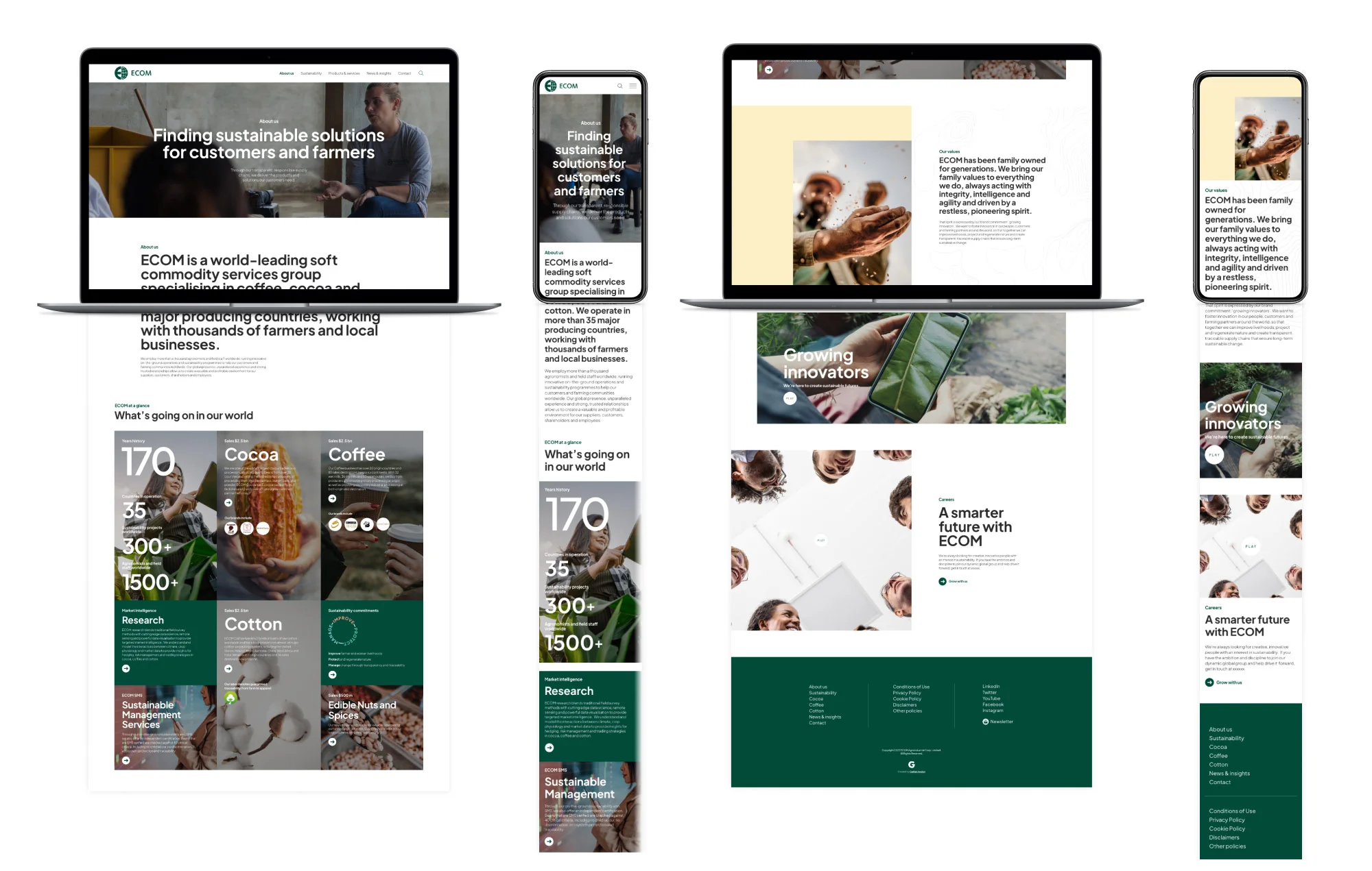 ECOM — Case Study - Corporate narrative layout: Clean editorial pacing balancing institutional heritage with global sustainability reporting.