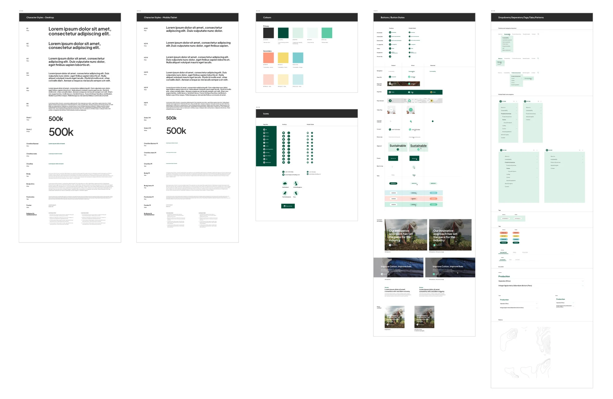 ECOM — Case Study - Digital design system: Foundational guidelines governing typography hierarchy, brand color balance, and core UI components.